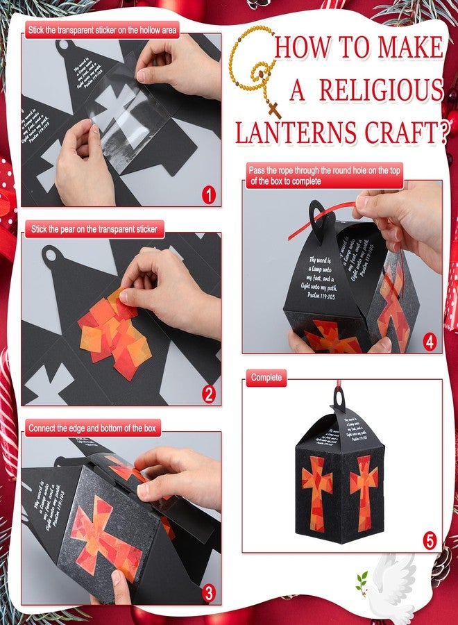Yaomiao 16 Sets Religious Crafts Religious Cross Tissue Paper Lanterns Crafts Bulk Suncatcher Kits DIY Cross Ornaments Christian Tissue Paper Kits for Church Sunday School VBS Art Classroom Home - Image 3